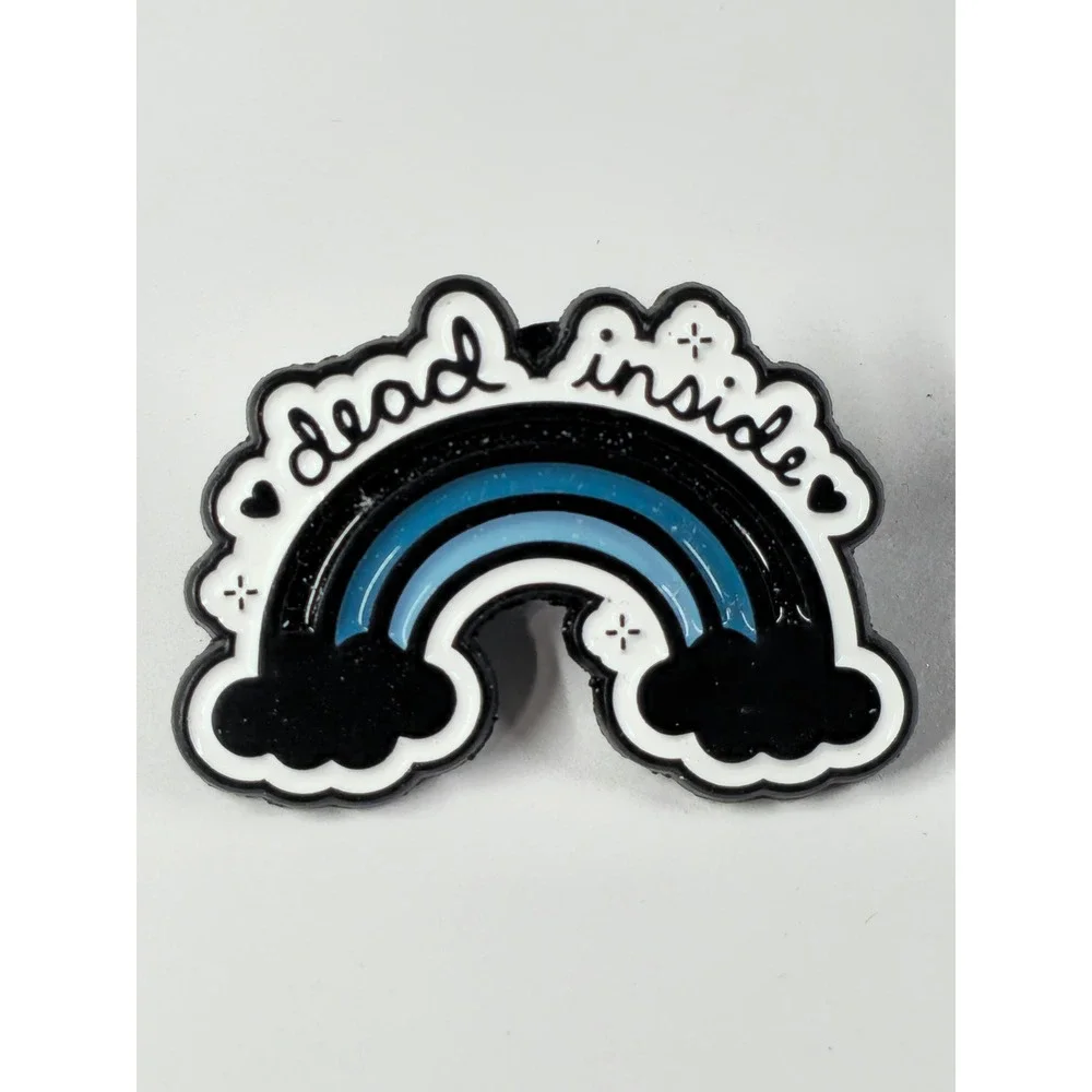 Dead Inside Rainbow Enamel Pin Black Blue White Sarcastic Emo